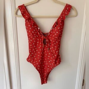 Cikada Australia Red Floral One-Piece Swimsuit 🌺